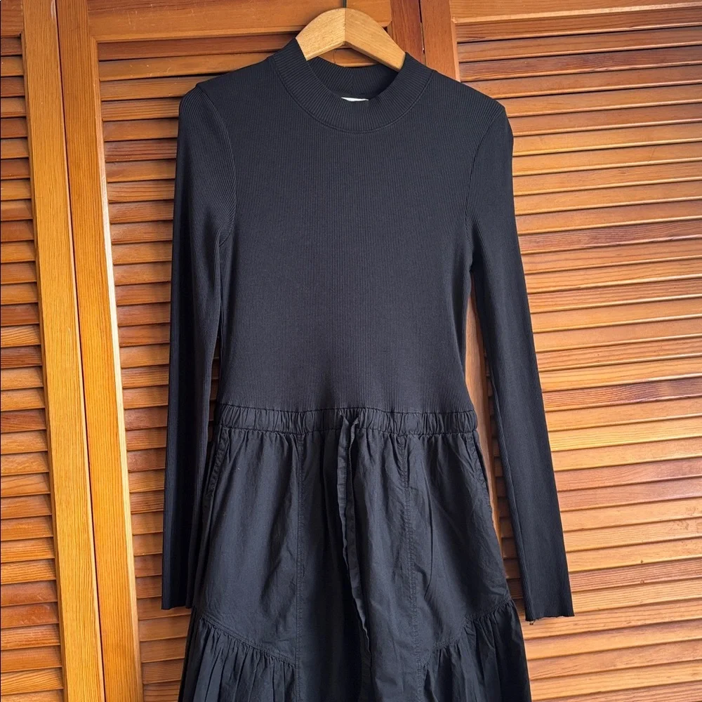 NATION LTD
WRENLEY COMBO LONG SLEEVE MIDI DRESS - JET BLACK SIZE S - Picture 6 of 13